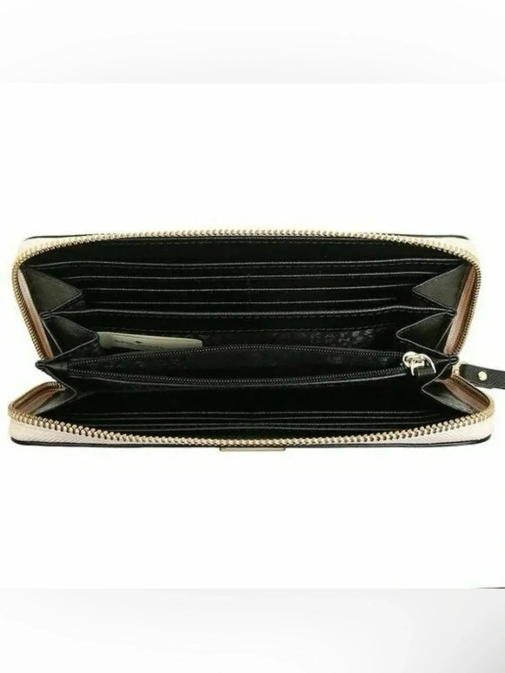 kate spade Cream and Black Zip-Around Wristlet Wallet